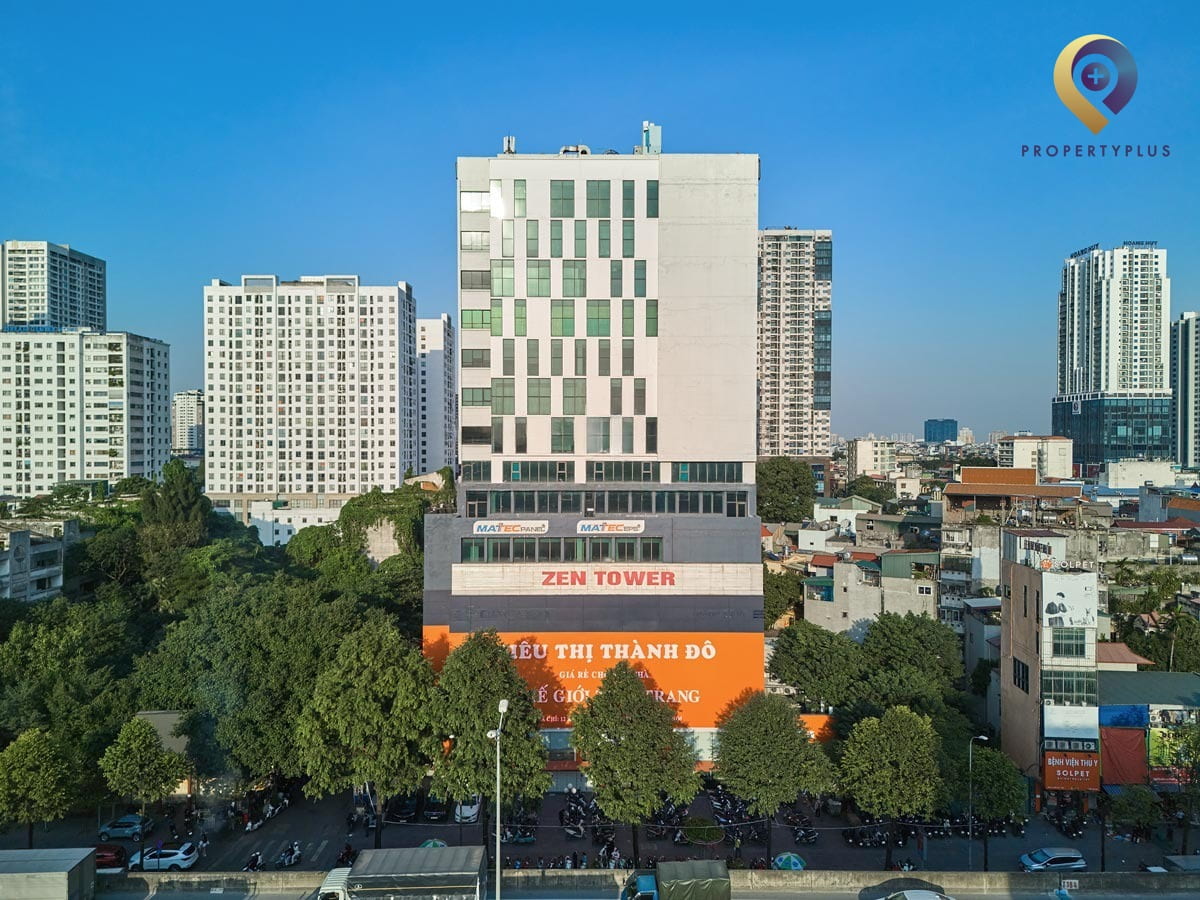 Toàn cảnh tòa nhà ZEN-Tower nhìn từ trên cao với khu vực xung quanh tại Khuất Duy Tiến do Property Plus giới thiệu